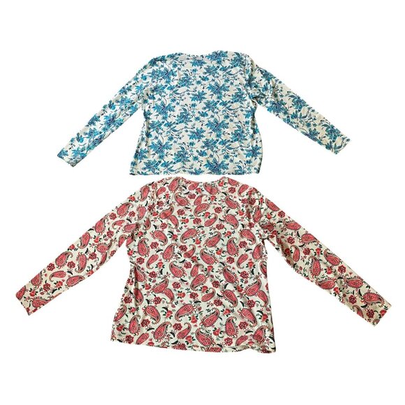 Lands' End Tops - 2 Lands End Long Sleeve Swim Tops Large14-16 Paisley Floral